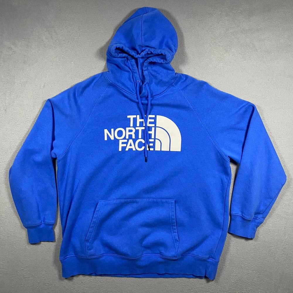 The North Face Hoodie Men XL Blue Logo Pullover Fleece Sweatshirt NF0A7UNO